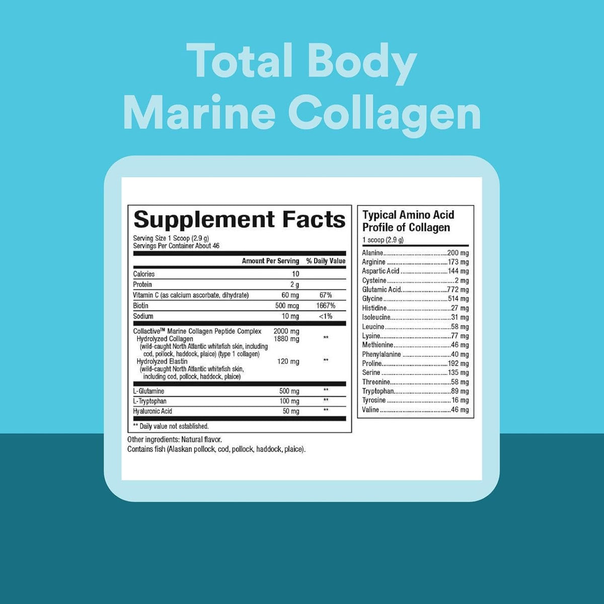 Natural Factors Total Body Marine Collagen, Bioactive Peptides Powder for Healthy Skin, Hair &amp; Joints, Unflavored, 4.8 Oz