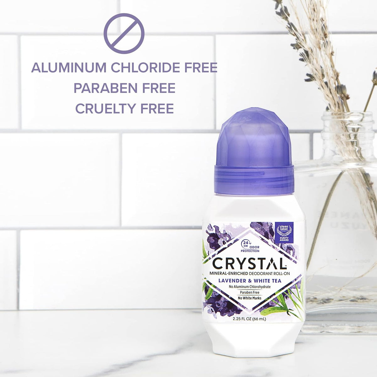 Crystal Mineral Deodorant Roll-On Lavender &amp; White Tea, 2.25 fl oz