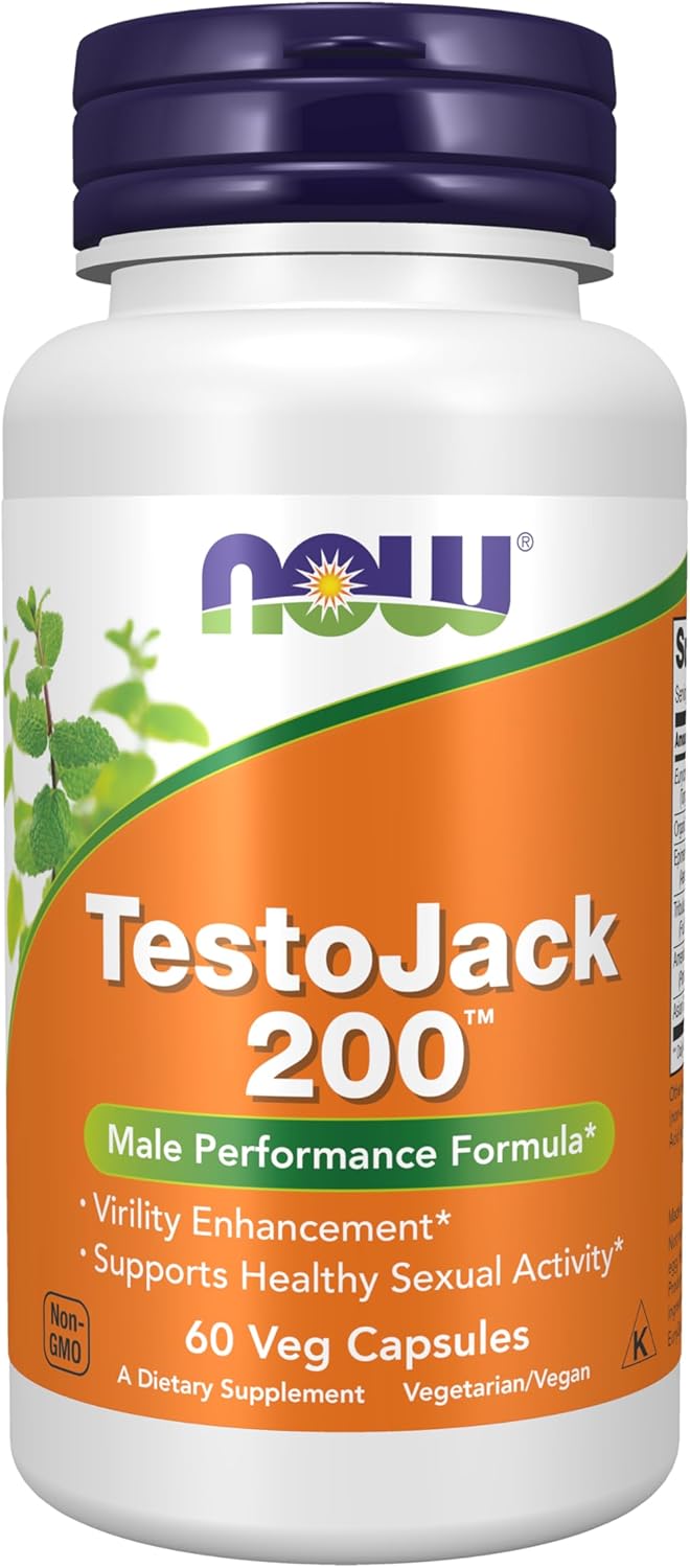 NOW Foods Supplements, TestoJack™ 200 with Tongkat Ali, Tribulus, Maca and Horny Goat Weed, 60 Veg Capsules