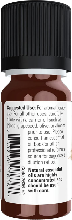 NOW Essential Oils, Vetiver Oil, Woodsy Aromatherapy Scent, Steam Distilled, 100% Pure, Child Resistant Cap, 10-mL