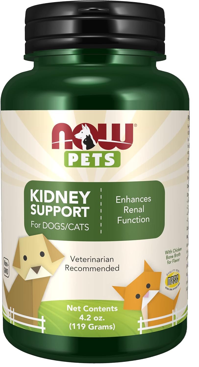 NOW Foods Pet Health, Kidney Support Supplement, Formulated for Cats &amp; Dogs, NASC Certified, Powder, 4.2-Ounce