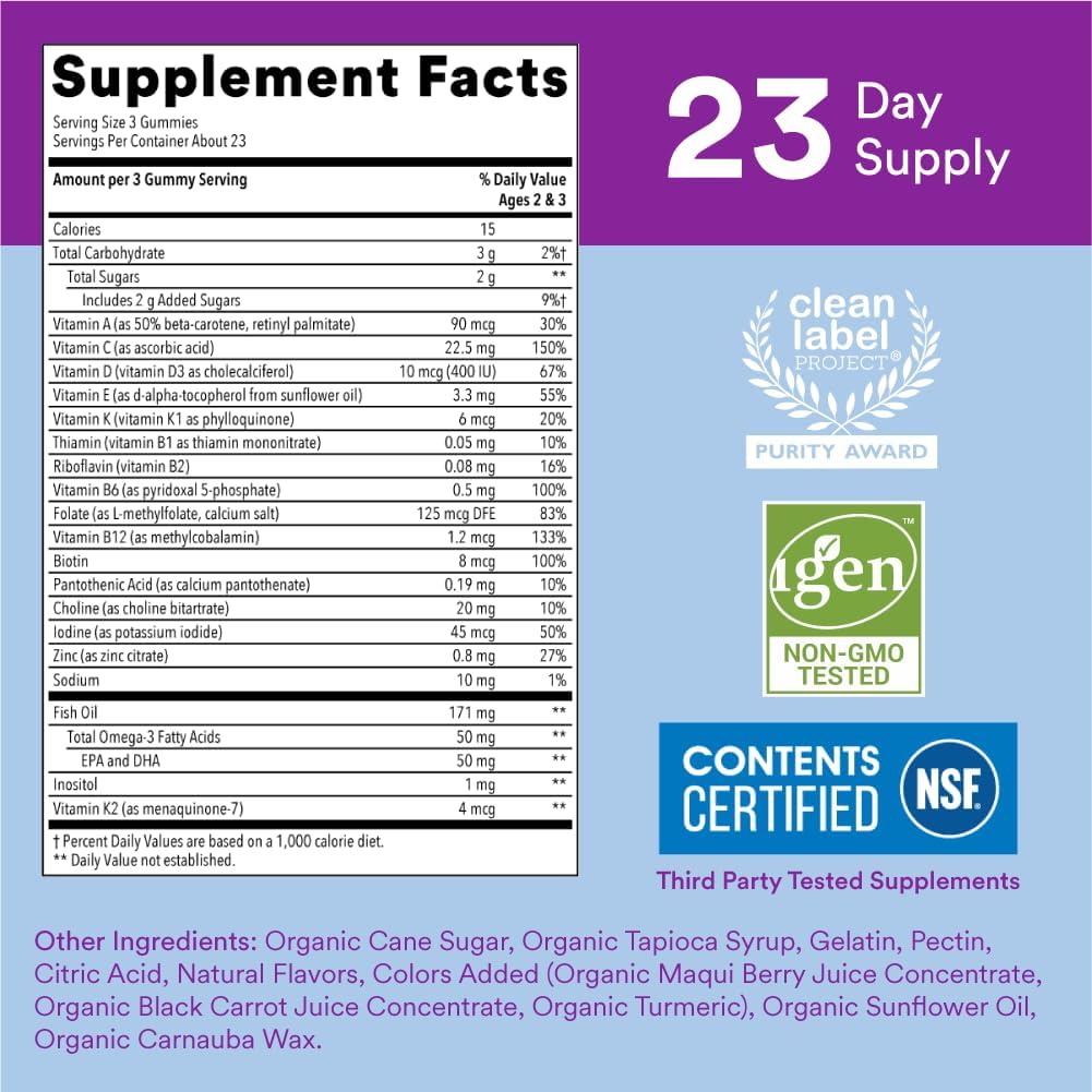 SmartyPants Toddler Multi &amp; Omega 3 Fish Oil Gummy Vitamins with D3, C &amp; B12 - 70 ct