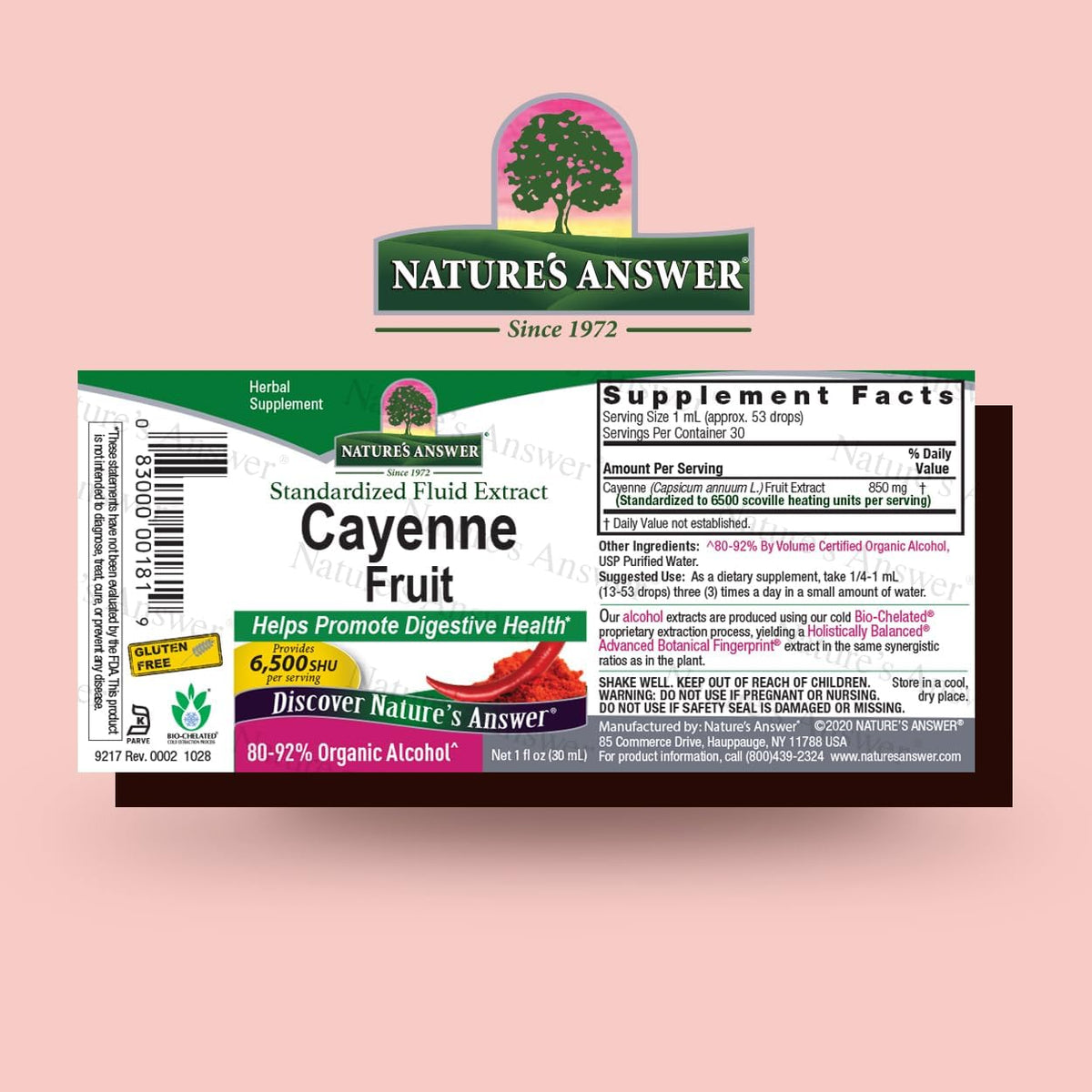 Nature&#39;s Answer Cayenne Fruit Extract | Helps Promote Digestive Health | High Potentcy Made with Organic Alcohol | Vegan, Gluten-Free, Non-GMO &amp; Kosher Certified 1oz