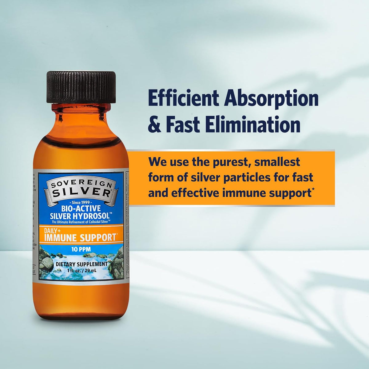 Sovereign Silver Bio-Active Silver Hydrosol for Immune Support, Colloidal-Silver Liquid, 10 ppm, 1oz (29mL) Travel Size