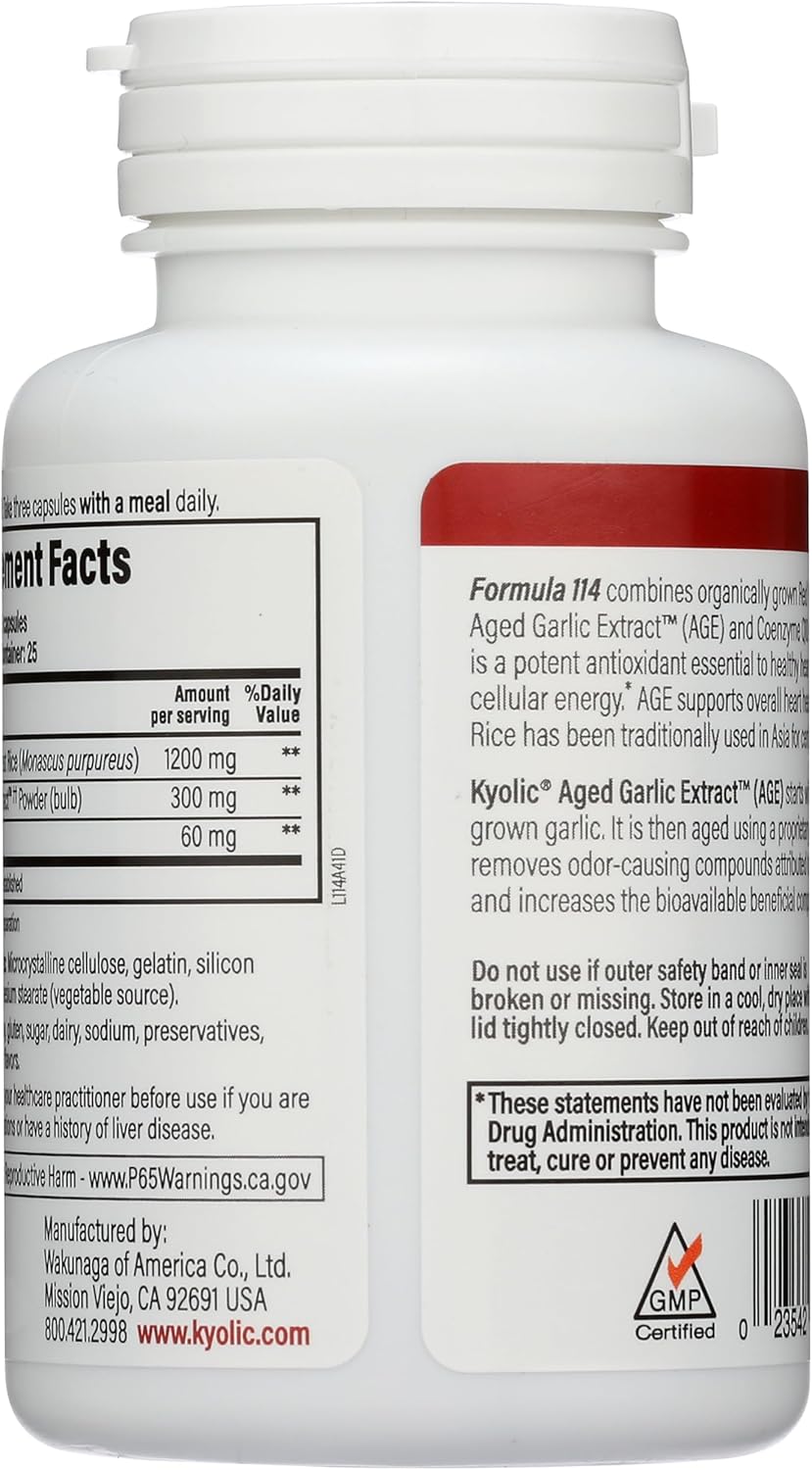 Kyolic Aged Garlic Extract Formula 114, Red Rice Yeast &amp; Coq10, 75 Capsules