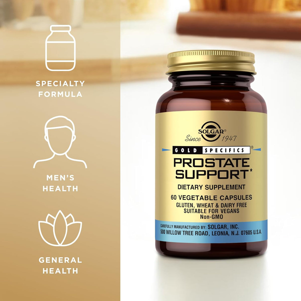 Solgar Prostate Support - 60 Vegetable Capsules - Non-GMO, Vegan, Gluten Free &amp; Dairy Free - 30 Servings