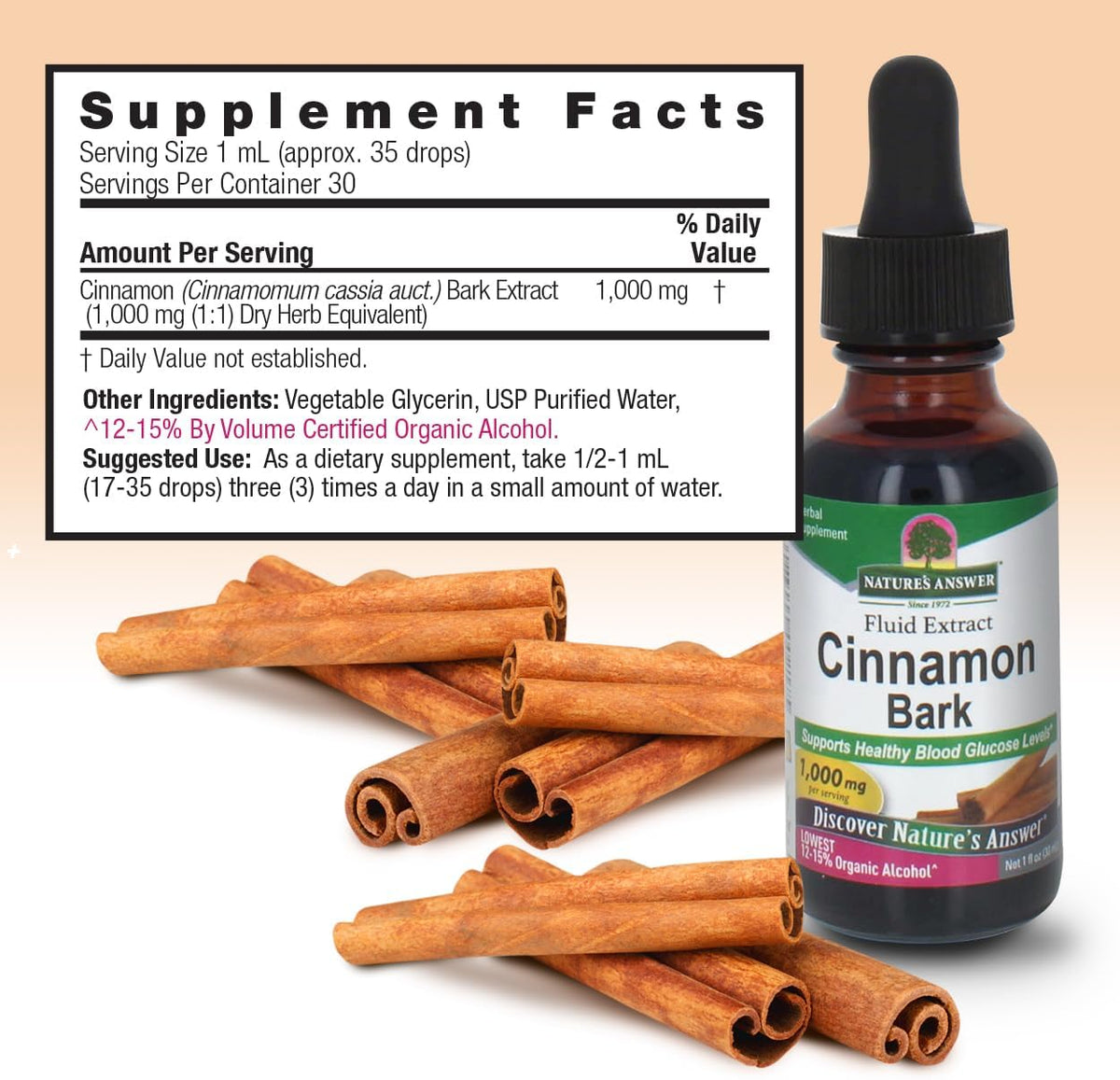 Nature&#39;s Answer Cinnamon Bark 1,000mg 1 fl oz