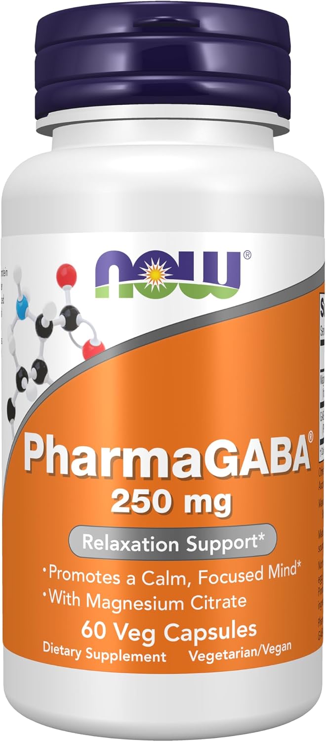 Now Supplements, PharmaGABA 250 mg with Magnesium Citrate, 60 Veg Caps, Relaxation Support