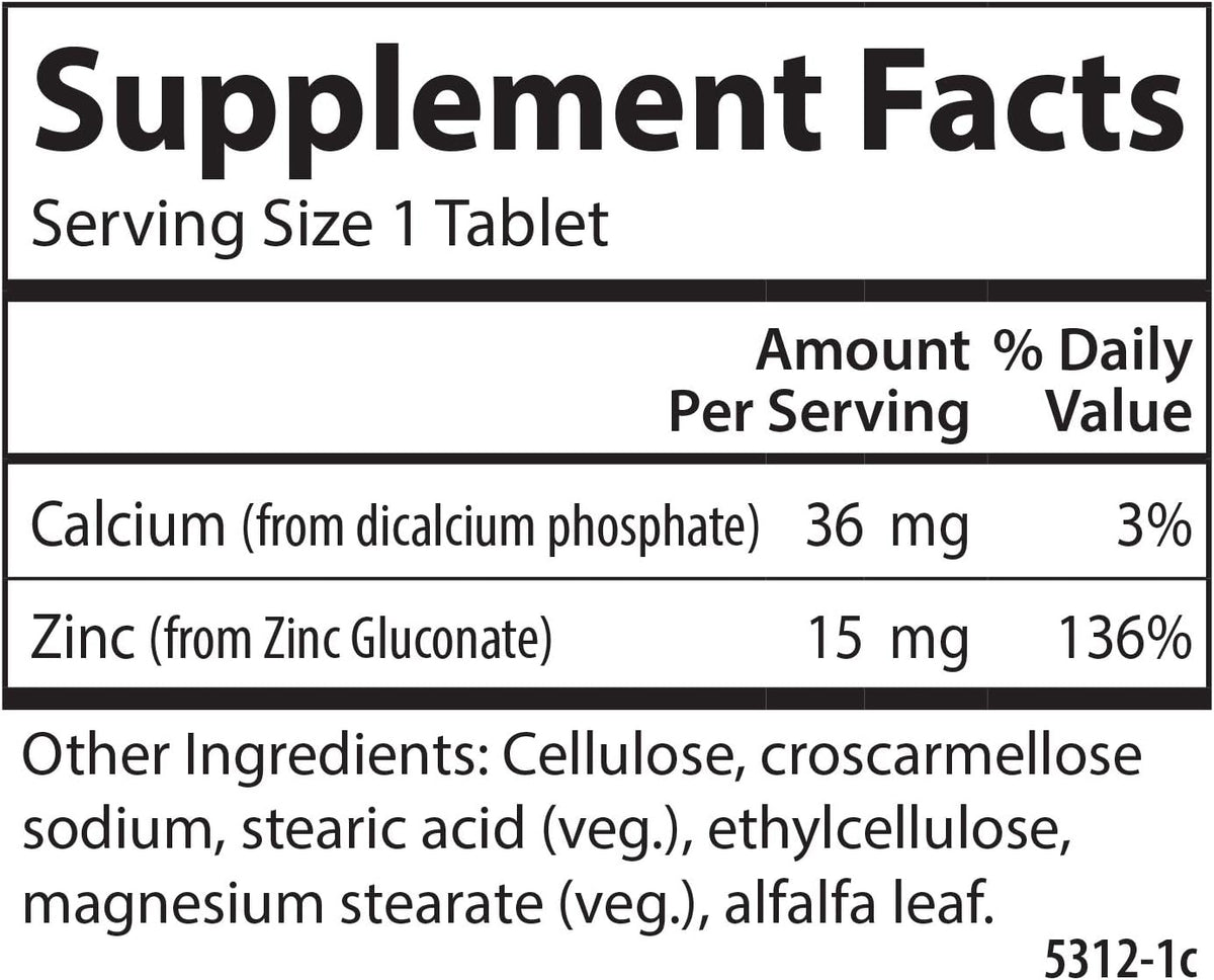 Carlson - Zinc, 15 mg, Zinc Supplement, Zinc Gluconate, Immune Support &amp; Skin Health, Zinc Tablets, Antioxidant, Zinc Capsules, 250 Tablets