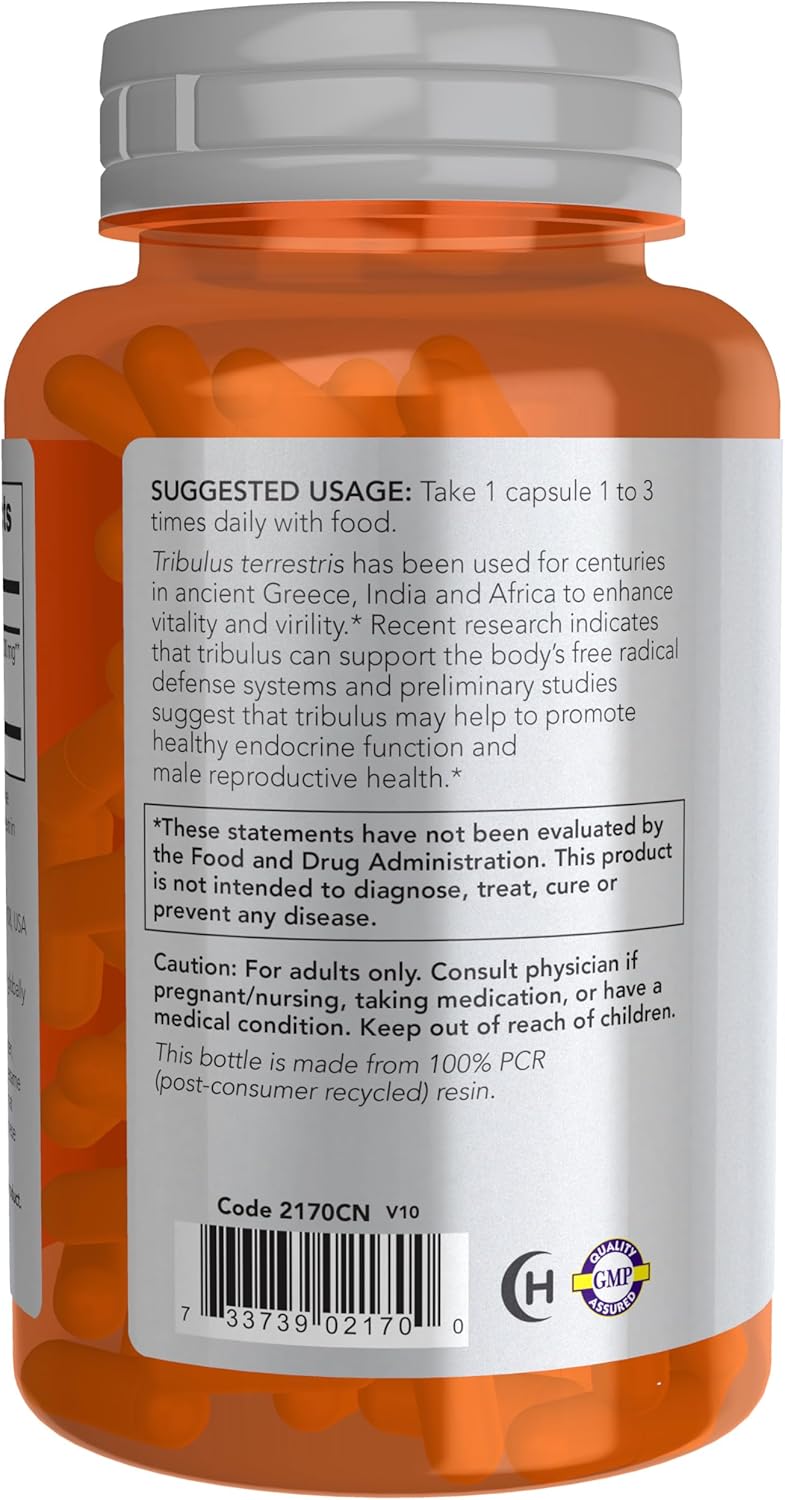 NOW Sports Nutrition, Tribulus (Tribulus terrestris) 500 mg, Enhanced Vitality*, 100 Veg Capsules