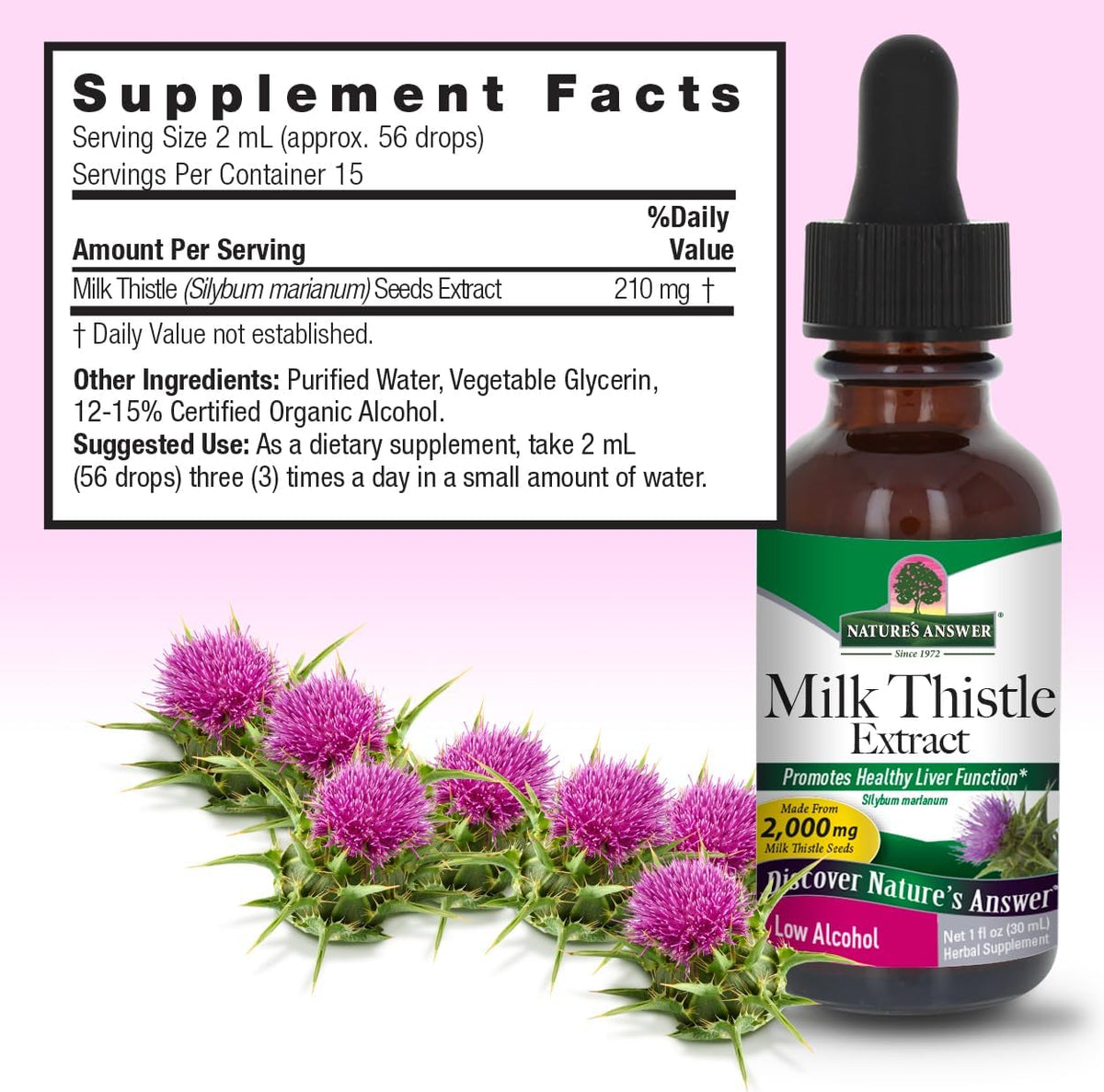 Nature&#39;s Answer Milk Thistle Seed with Organic Alcohol, 1-Fluid Ounce