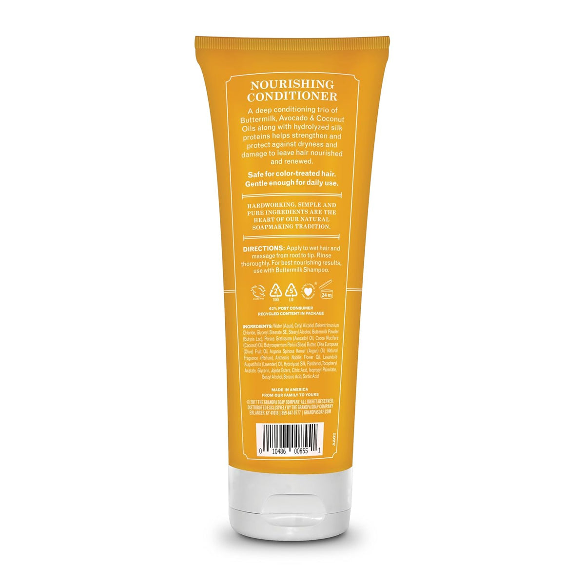 The Grandpa Soap Company Buttermilk Conditioner - Nourishing Formula to Help Strengthen and Hydrate Hair, with Coconut Oil &amp; Silk Protein, Sulfates and Parabens Free, 8 Fl Oz