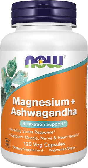 Now Supplements, Magnesium + Ashwagandha, 120 Veg Caps