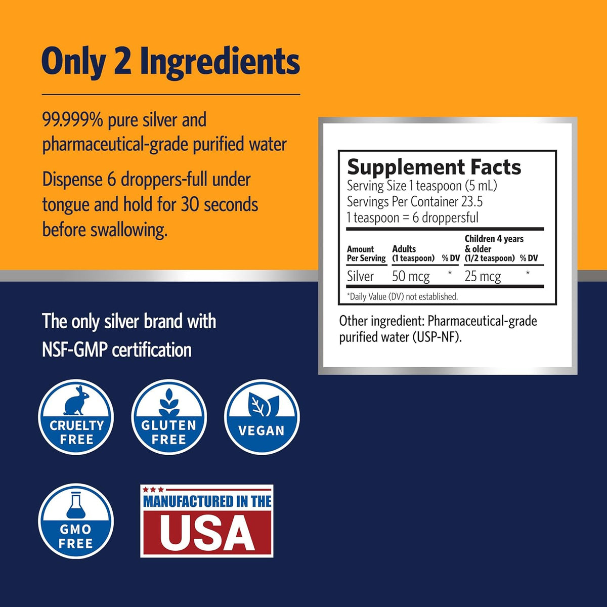 Sovereign Silver Immune Support - Colloidal Silver, Bio-Active Silver Hydrosol, 10 ppm, Liquid Dropper, 4 Fl Oz, (118 mL)