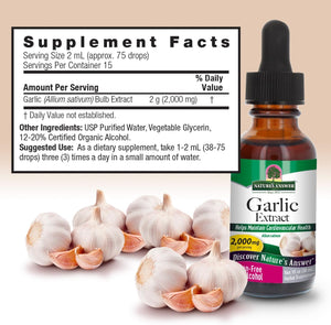 Nature's Answer Garlic 1oz Extract | Promotes Overall Well-Being | Made with Low Organic Alcohol | Gluten-Free, Non-GMO & Kosher Certified