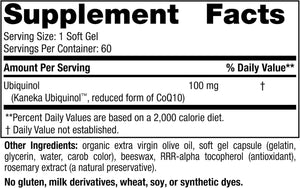 Nordic Naturals Nordic CoQ10 Ubiquinol - 60 Mini Soft Gels - 100 mg Coenzyme Q10 (CoQ10) Ubiquinol - Heart & Brain Health, Cellular Energy Production, Antioxidant Support - Non-GMO - 60 Servings