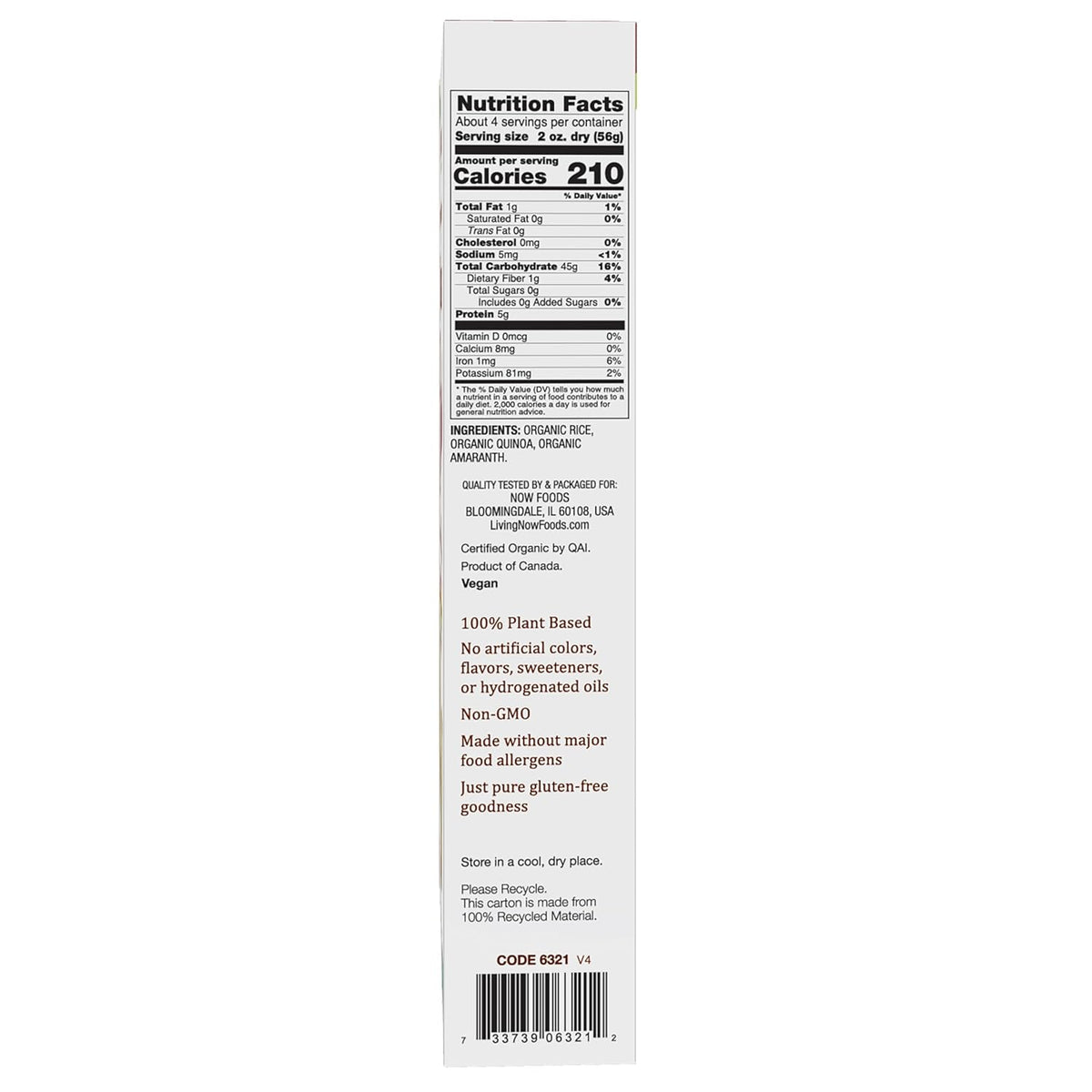 NOW Foods, Organic Quinoa Macaroni, Gluten-Free, Corn-Free, Non-GMO Elbow Pasta, 8-Ounce