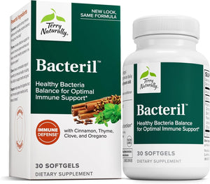 Terry Naturally Bacteril - Intestinal Support Supplement with Clove, Cinnamon, Thyme & Oregano - Immune Support Supplement with Antioxidant Support - Intestinal Support - 30 Softgels