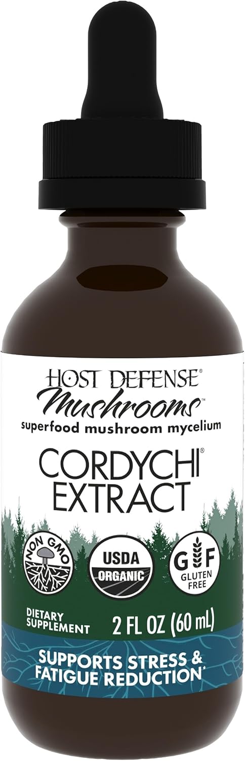 Host Defense CordyChi Extract - Energy &amp; Immune Support Supplement - Cordyceps &amp; Reishi Mushroom Supplement for Relaxation &amp; Respiratory Support - Aids Against Tiredness - 2 fl oz