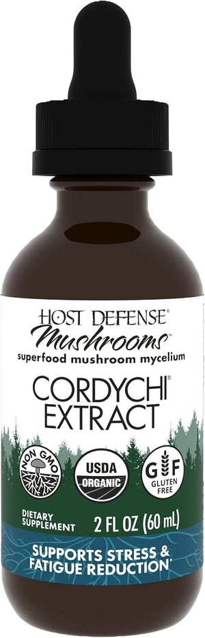 Host Defense CordyChi Extract - Energy & Immune Support Supplement - Cordyceps & Reishi Mushroom Supplement for Relaxation & Respiratory Support - Aids Against Tiredness - 2 fl oz