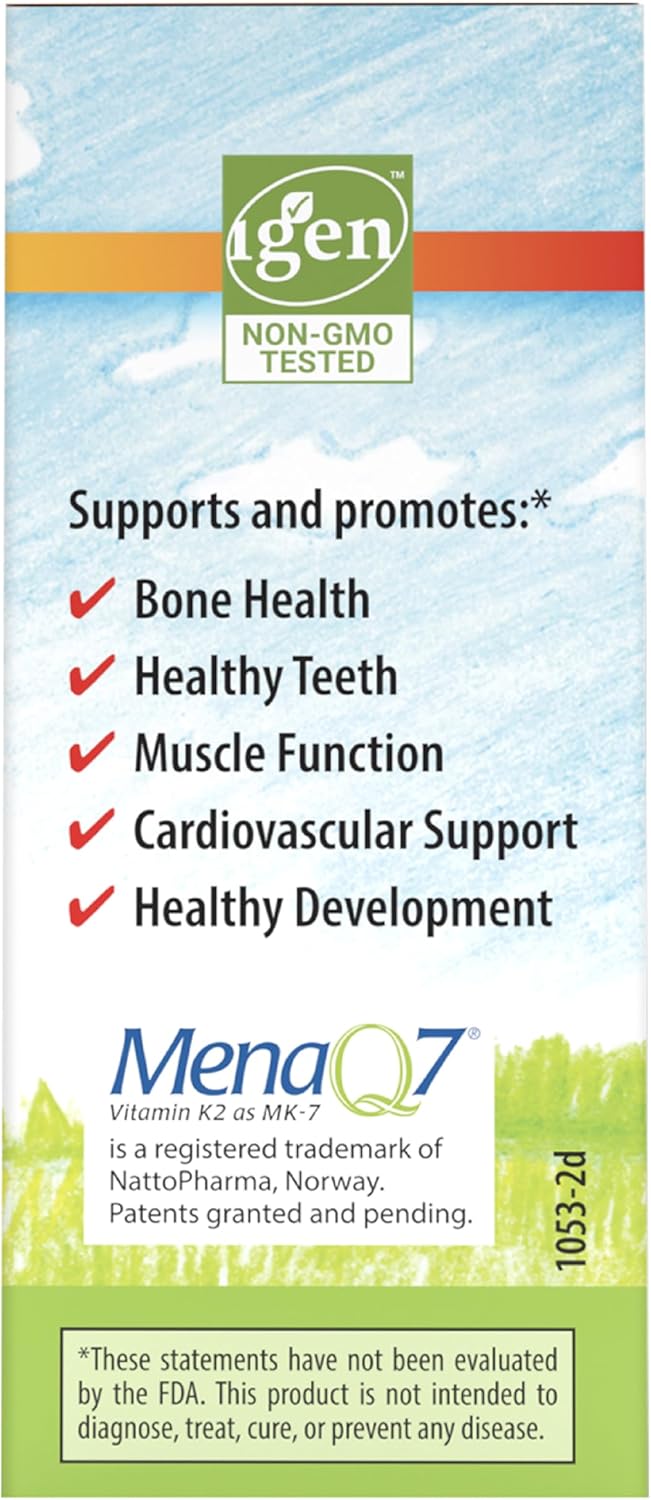 Carlson - Kid&#39;s Super Daily D3+K2, 25 mcg (1,000 IU) D3 &amp; 22.5 mcg K2, Vitamin D Drops with Vitamin K2, Liquid Vitamins, 1000 IU Vitamin D3, Heart &amp; Bone Health, 1-Year Supply, Unflavored, 360 Drops