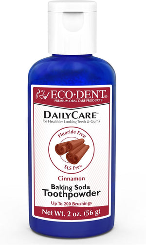 Eco-Dent DailyCare Baking Soda Toothpowder, Cinnamon - Fluoride-Free Toothpaste Powder, SLS-Free Tooth Powder with Baking Soda, Minerals, and Essential Oils, Toothpaste Alternative, 2 Oz