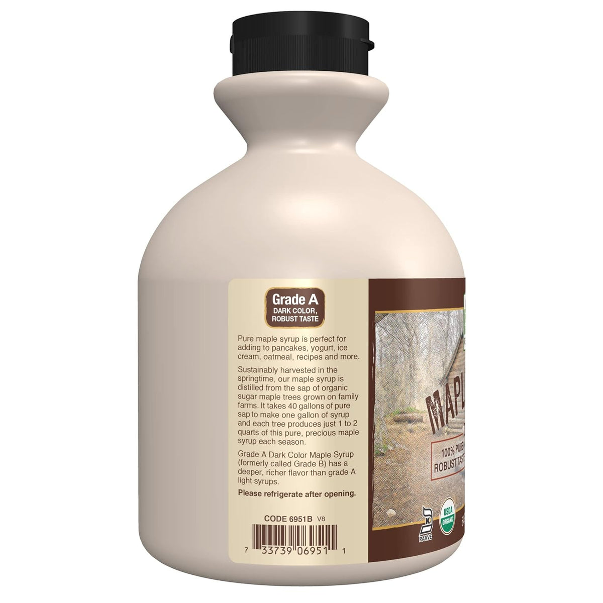 NOW Foods, Certified Organic Maple Syrup, Grade A Dark Color, Certified Non-GMO, Pure, Robust Taste, 64-Ounce