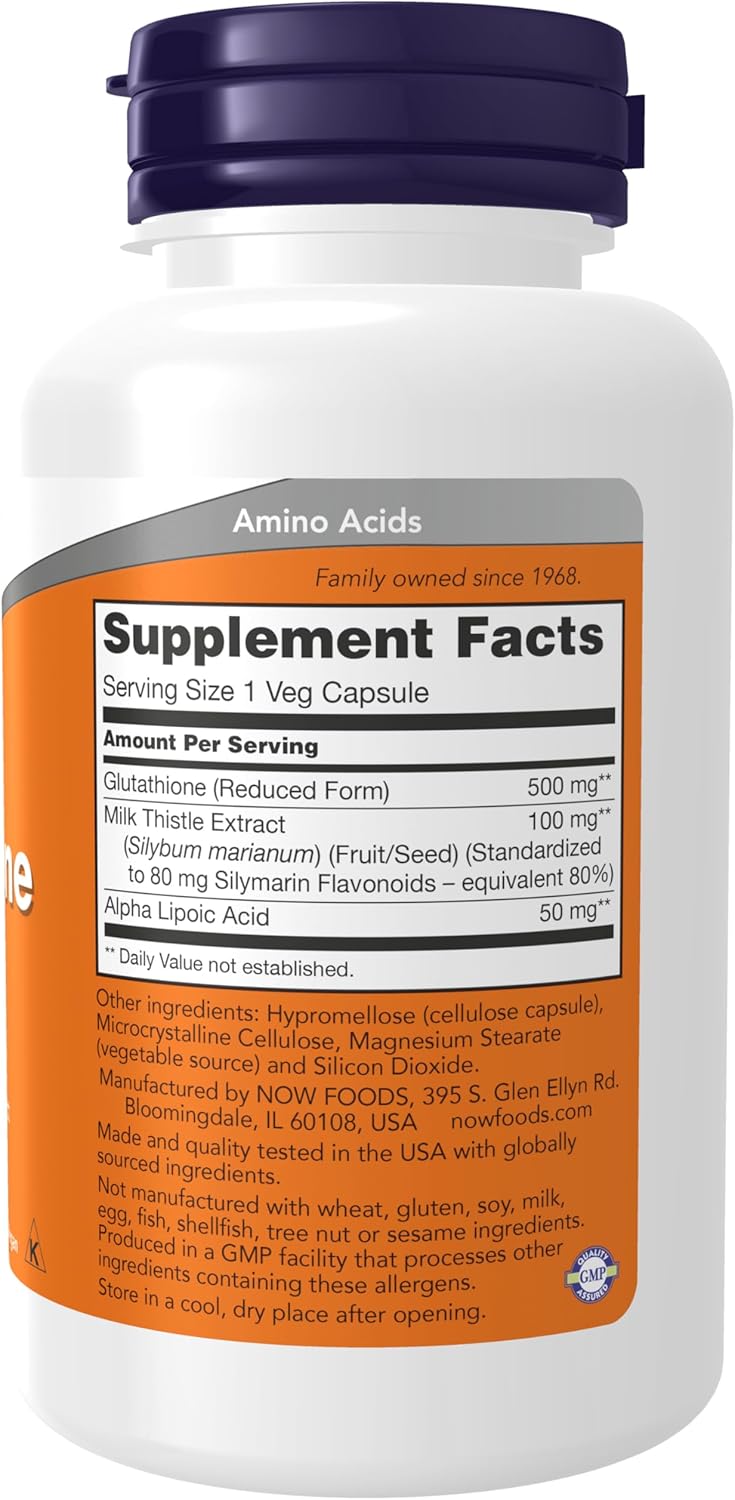 NOW Foods Glutathione, 500 mg, 60 Veg Capsules