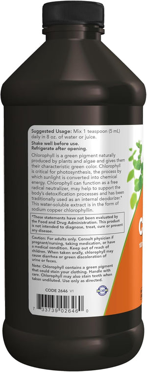 NOW Foods Supplements, Unflavored Chlorophyll Liquid, 100 mg per Teaspoon, 16 fl. oz.