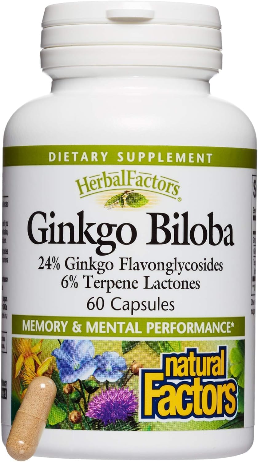 Natural Factors, Ginkgo Biloba, Supports Memory 60 capsules (60 servings)