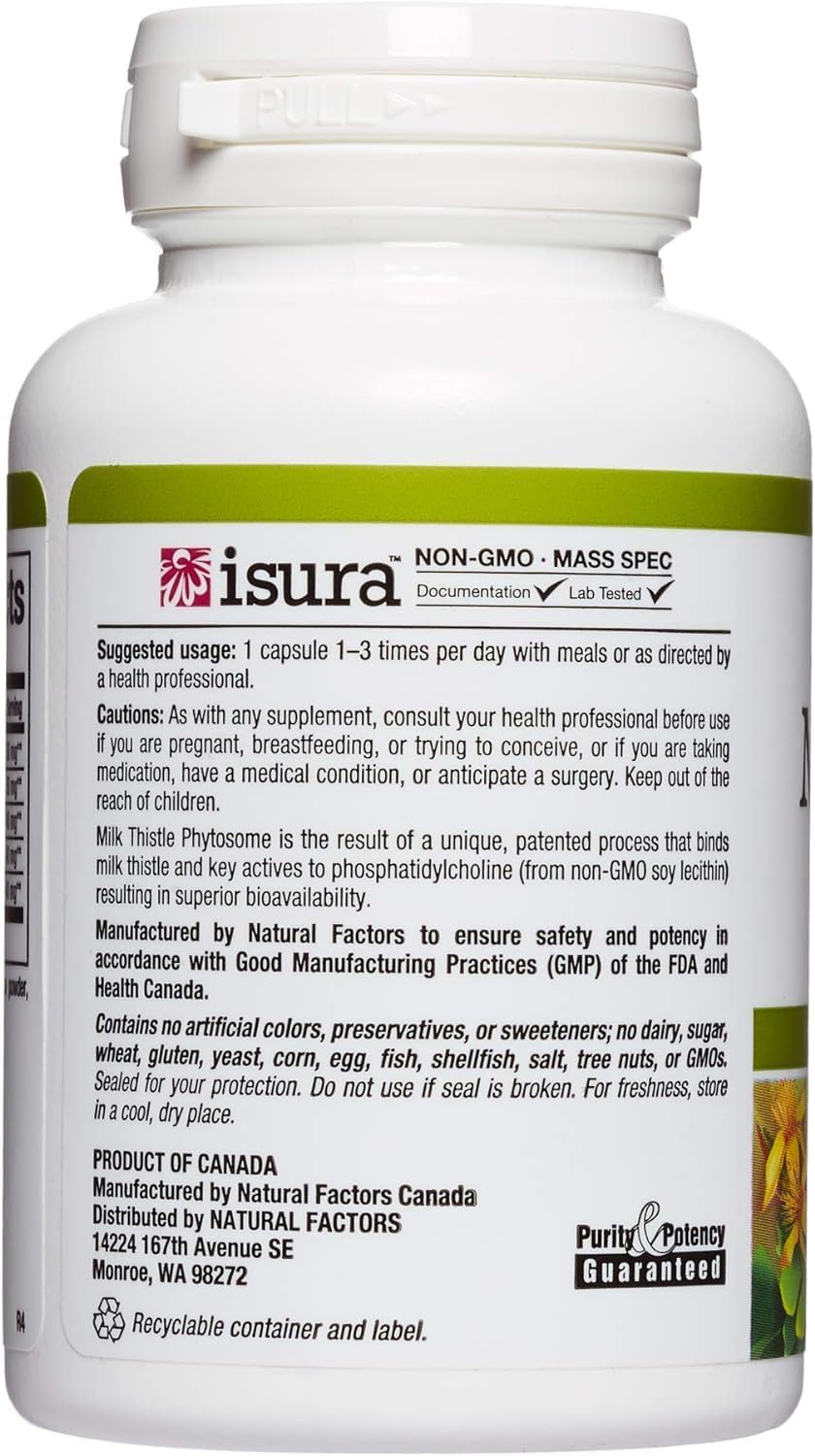 HerbalFactors by Natural Factors, Milk Thistle Phytosome, Promotes Healthy Liver Function with Dandelion and Turmeric, 90 capsules (90 servings)