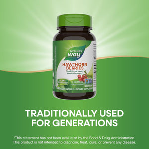 Nature's Way Herbal Hawthorn Berries, Traditional Heart Health Support*, 100 Vegan Capsules