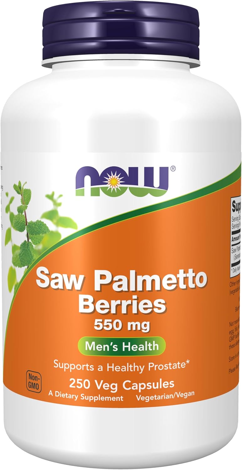 NOW Foods Supplements, Saw Palmetto Berries (Serenoa repens) 550 mg, Men&#39;s Health*, 250 Veg Capsules