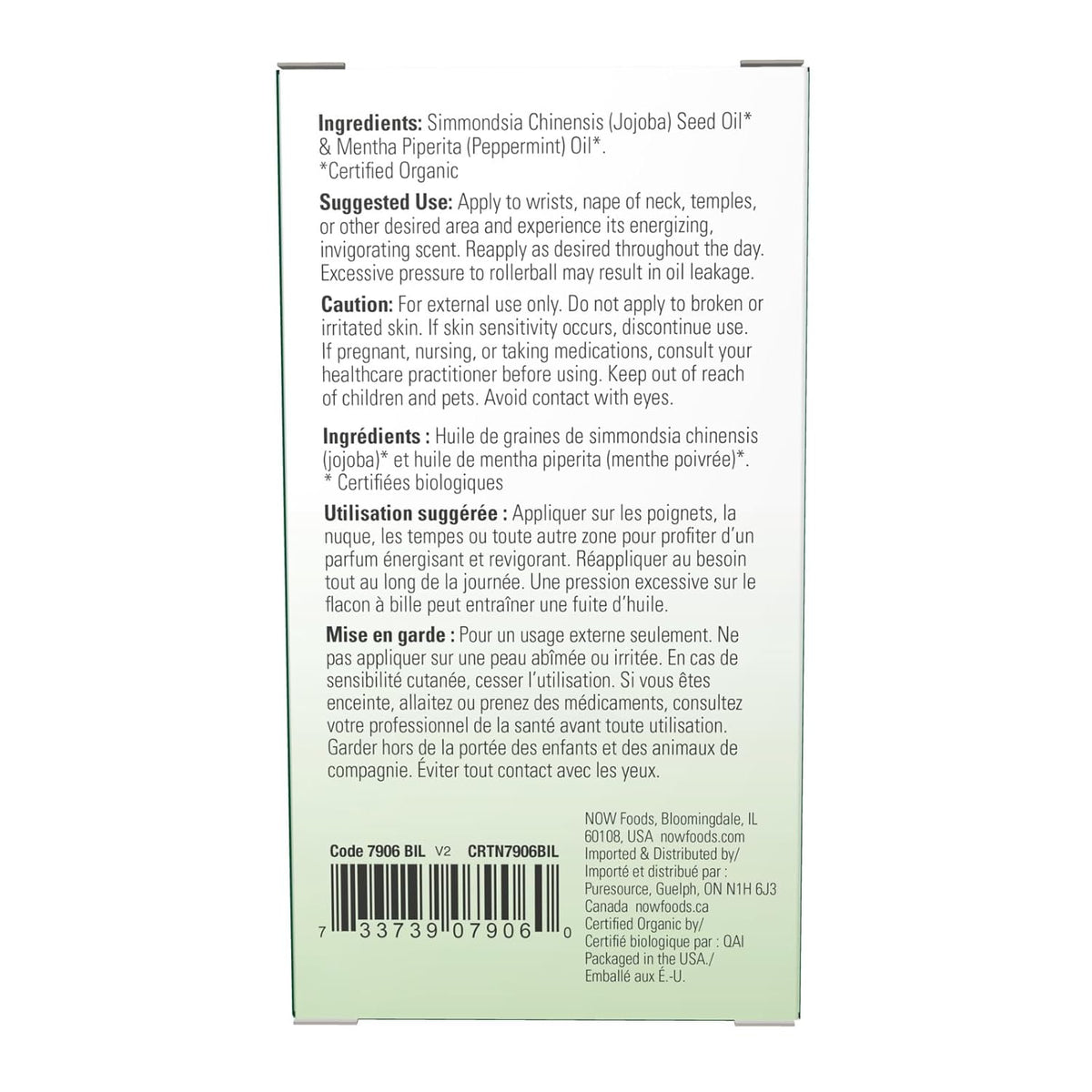 NOW Foods Essential Oils, Peppermint Roll-On, Certified Organic, Energizing Blend, Steam Distilled, Topical Aromatherapy, 10-mL