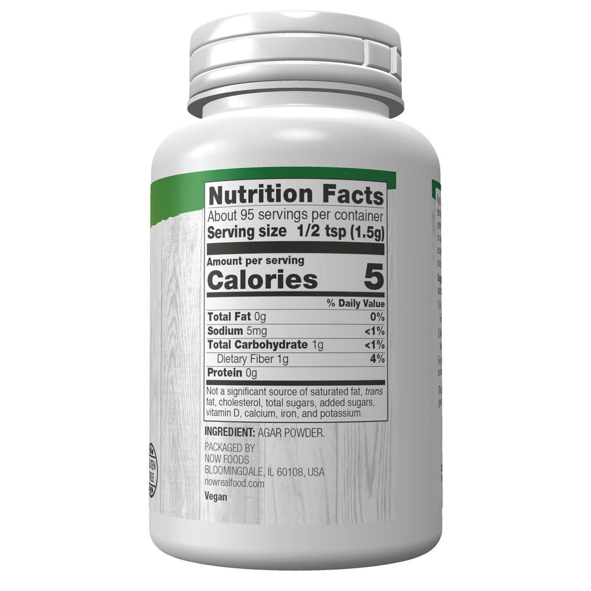 NOW Foods, Agar Pure Powder, Vegetarian Substitute for Gelatin, Gluten-free, Kosher, 5-Ounce