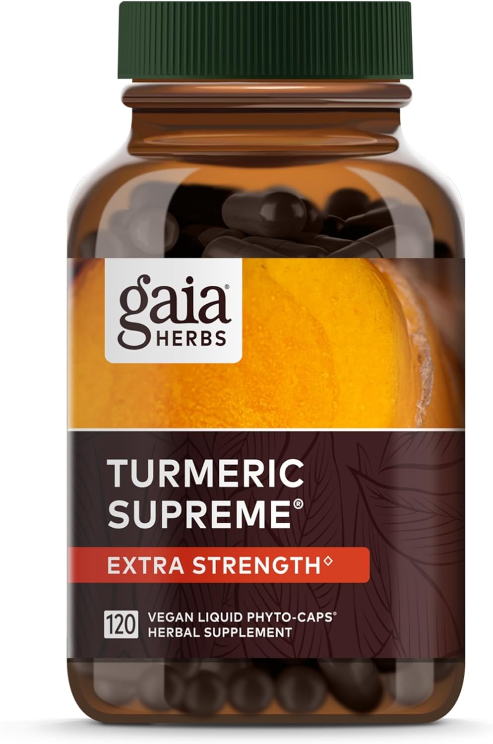 Gaia Herbs Turmeric Supreme Extra Strength - Supports Occasional Swelling from Normal Wear &amp; Tear - with Turmeric Curcumin &amp; Black Pepper - 120 Vegan Liquid Phyto-Capsules