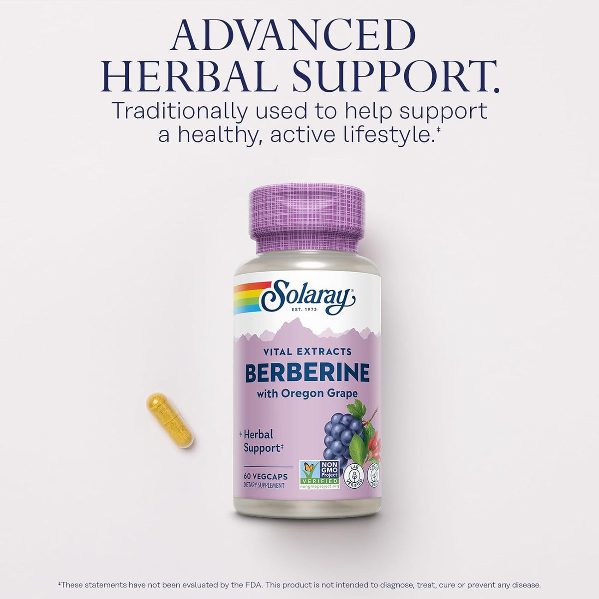 SOLARAY Berberine Root Extract Advanced Formula, AMPK Activator, Healthy Immune, Digestion &amp; Metabolism Support, 60 VegCaps