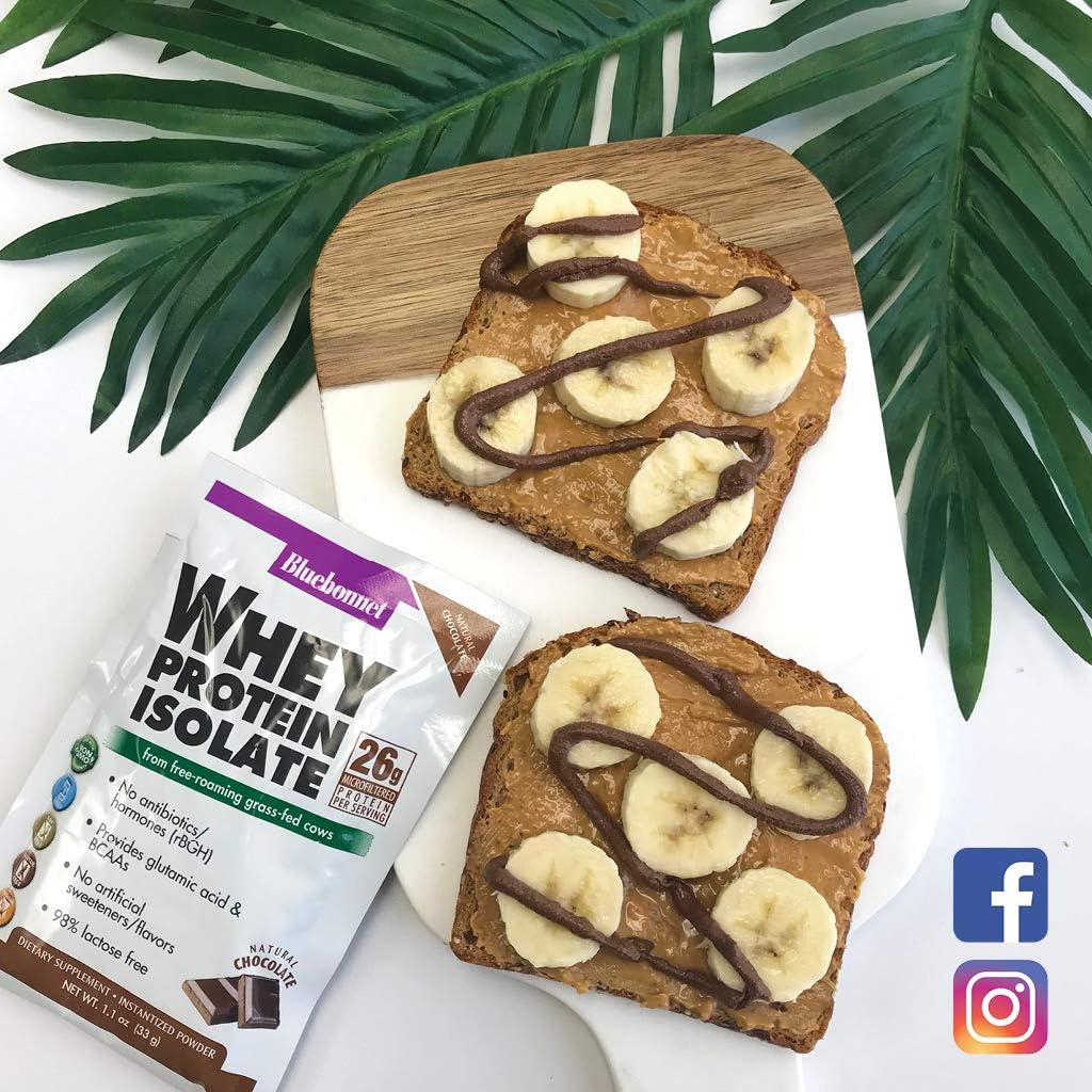 Bluebonnet Grass Fed Whey Protein Isolate 26 g Energy & Workout Recovery BCAA Amino Acids - Gluten-Free, Non-GMO, Soy-Free Chocolate Protein Powder for Women & Men - 28 Servings