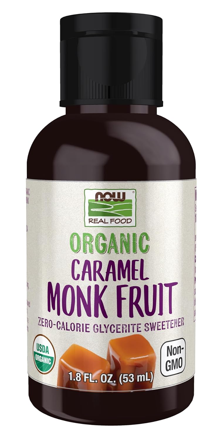 NOW Foods, Organic Liquid Monk Fruit, Zero-Calorie Sweetener, Caramel, 1.8-Ounce