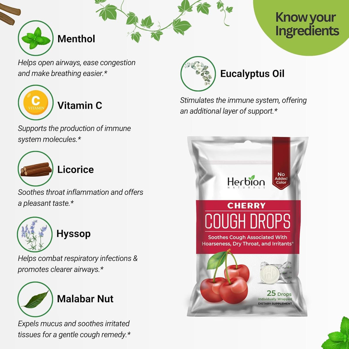 Herbion Cough Drops Bag Cherry