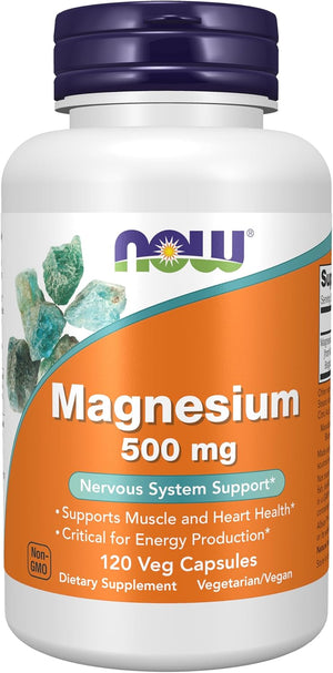Now Supplements, Magnesium 500 mg, Nervous System Support*, 120 Veg Capsules