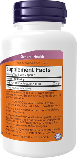 NOW Supplements, 7-Keto (DHEA Acetate-7-one) 100 mg, Weight Management*, 120 Veg Capsules