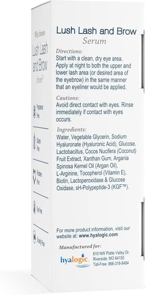 Lash & Brow Serum by Hyalogic - Eyelash and Brow Growth Serum Enriched w/Hyaluronic Acid, Argan Oil & KGF: Hypoallergenic Formula | Cruelty & Paraben-Free .17 fl. oz.(5ml)