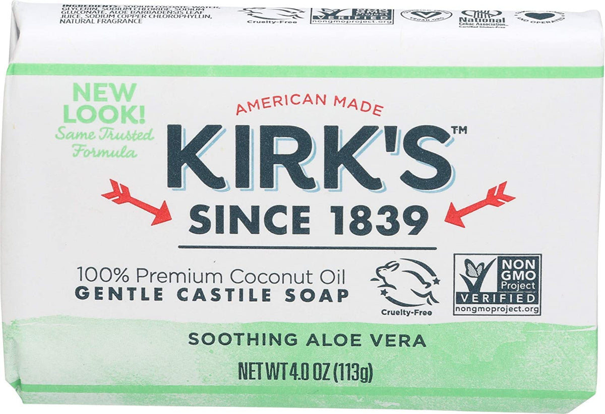 Kirk&#39;s Original Coco Castile Bar Soap Soothing Aloe Vera, 4 Oz