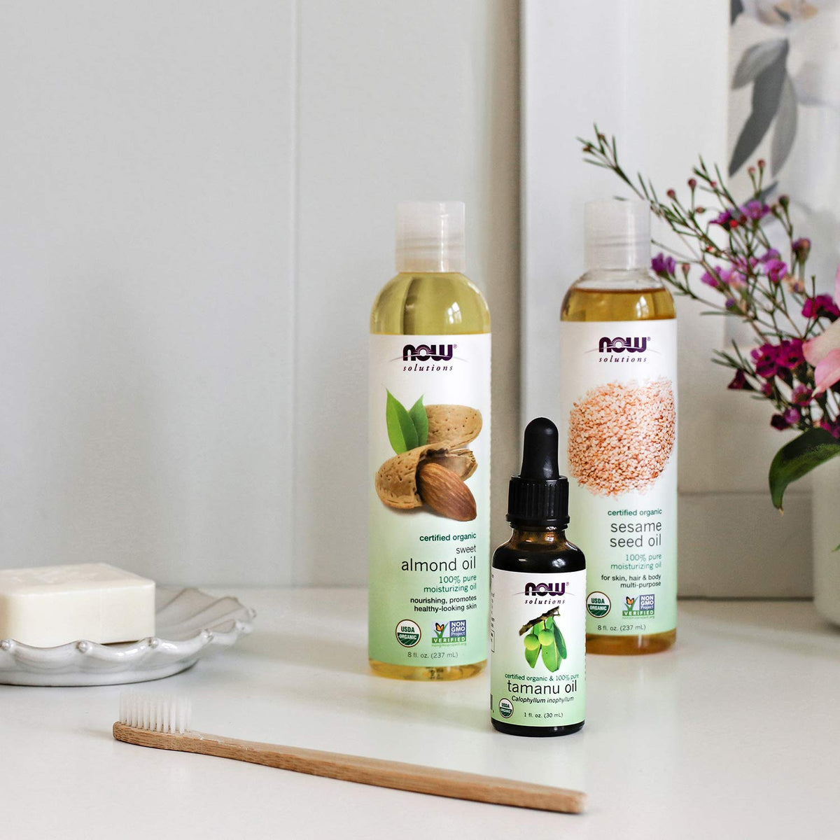 NOW Foods Solutions, Organic Sesame Seed Oil, 100% Pure Moisturizing Oil for Skin and Hair, with Vitamins, Minerals and Phytonutrients, 8-Ounce