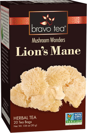 Bravo Tea Lion's Mane Mushroom Herbal Tea Caffeine Free, 20 tea bags, 1 count