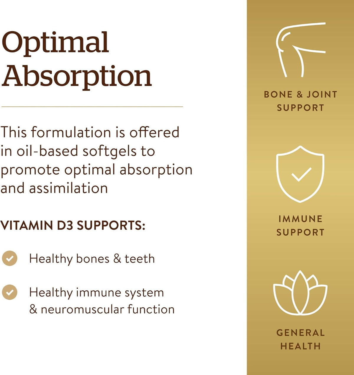 Solgar Vitamin D3 (Cholecalciferol) 125 MCG (5000 IU), 100 Softgels - Helps Maintain Healthy Bones &amp; Teeth - Immune System Support - Non GMO, Gluten-Free, Dairy Free - 100 Servings