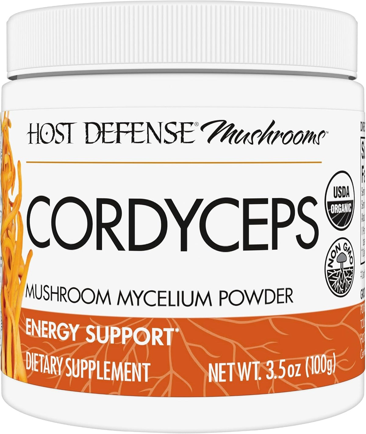 Host Defense Cordyceps Powder - Immune &amp; Energy Support Supplement - Kidney Health Supplement with Cordyceps Mushrooms - Fitness Support Supplement to Aid Oxygen Uptake - 3.5 oz (66 Servings)
