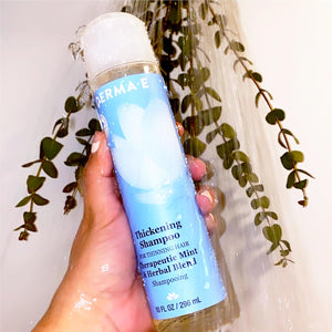Derma E Thickening Shampoo for Thinning Hair – Natural Hair Growth Shampoo – Sulfate Free Therapeutic Mint and Herbal Volumizing Shampoo, 10 oz