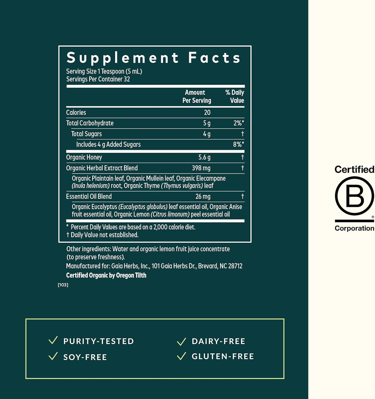 Gaia Herbs Bronchial Wellness Syrup - Immune Support Supplement to Help Maintain Lung Health and Help Provide Comfort for Occasional Sore Throat - 5.4 Fl Oz